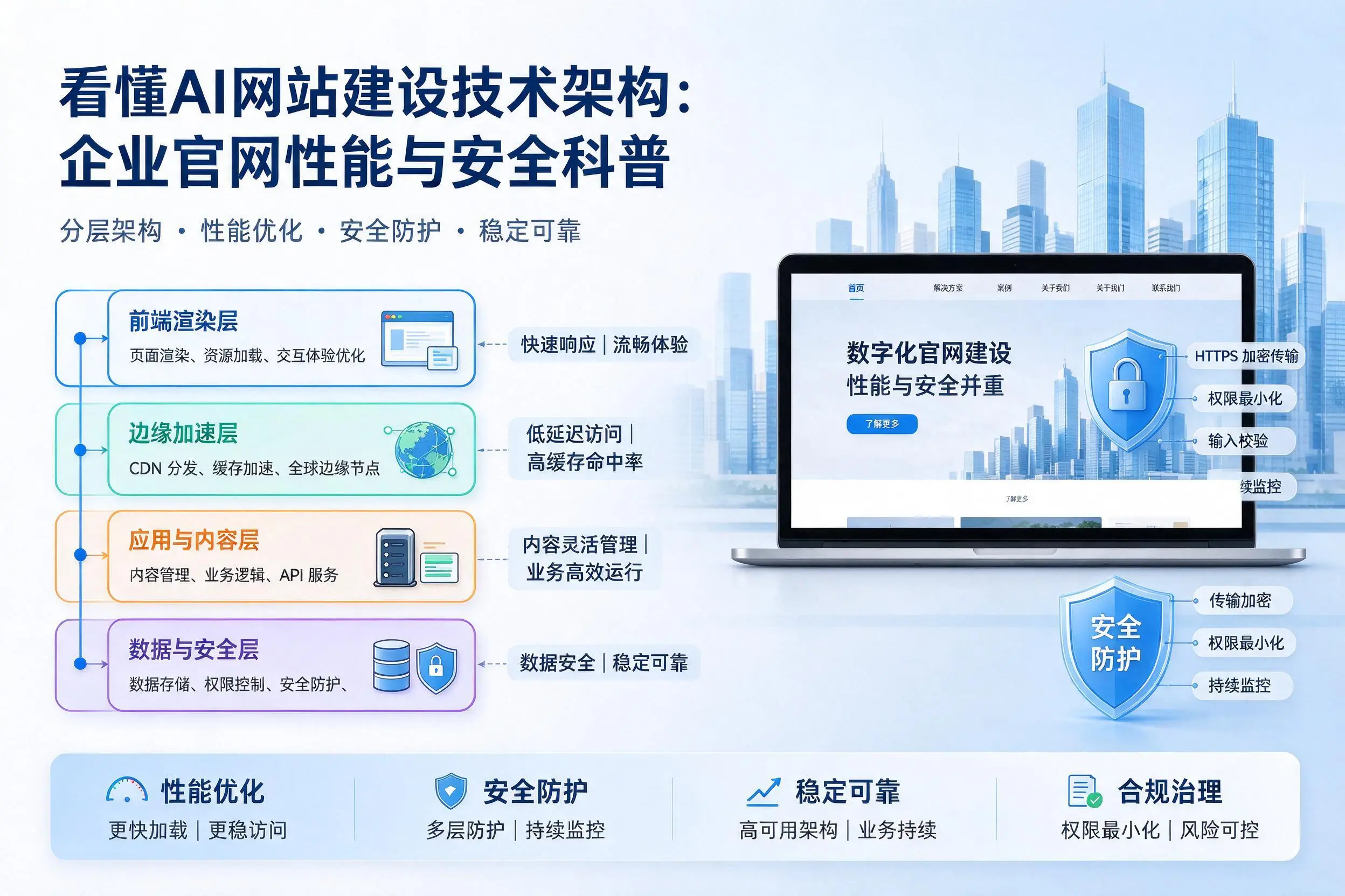 看懂AI网站建设技术架构:阳江企业官网性能与安全科普