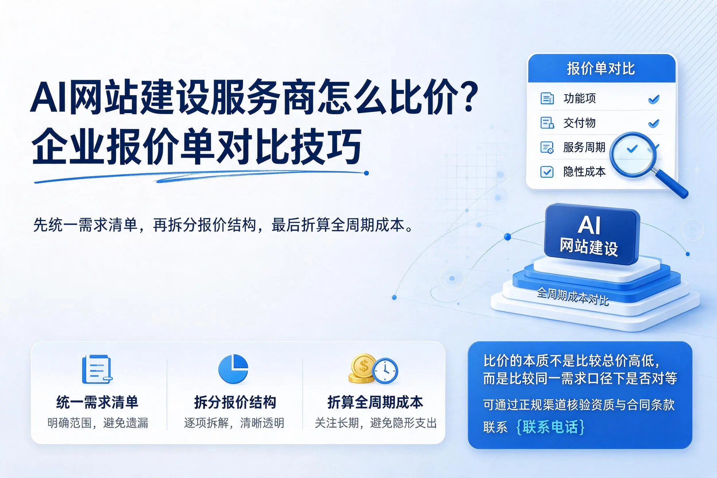 AI网站建设服务商怎么比价?阳江企业报价单对比技巧