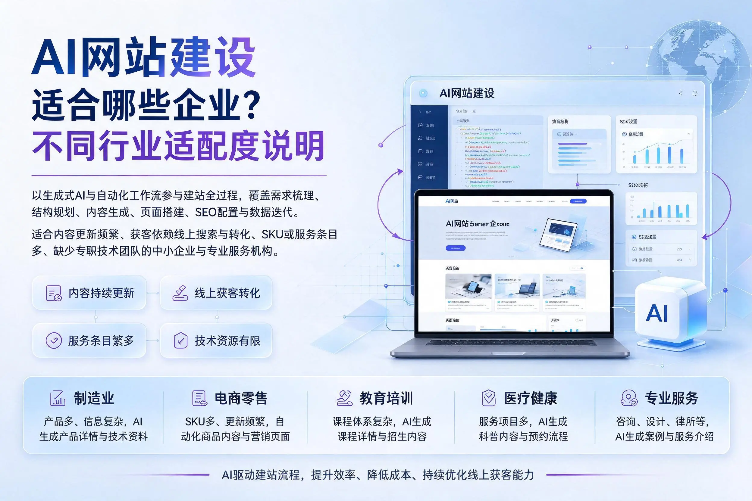 AI网站建设适合哪些企业？阳江不同行业适配度说明
